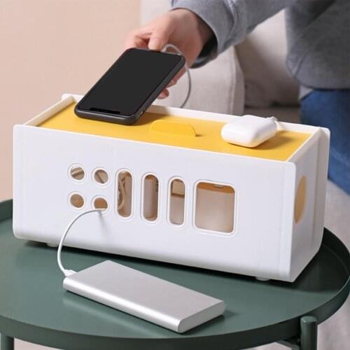 Cable Storage Box Dust-Proof Charger Protector Cord Socket Cable Organizer Plastic Phone Cables Holder Cord Protector for Home