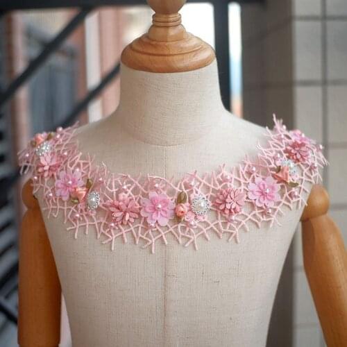 Handmade DIY Beaded Lace Applique Garment Hat Lace Baby Clothing Accessories Organza Stereo Flower Butterfly Embroidery
