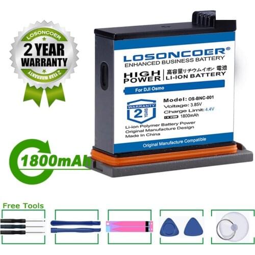 LOSONCOER Battery 1800mAh OS-BNC-001 Battery For DJI Osmo Action Camera Accessories