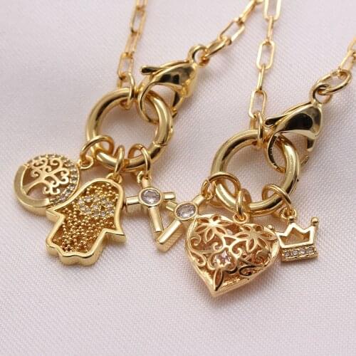 MHS.SUN Cute Mini Heart/Cross/Hand Zircon Pendant Necklace Vintage Women/Girls Chain Necklace For Women/Girls CZ Jewelry Gifts