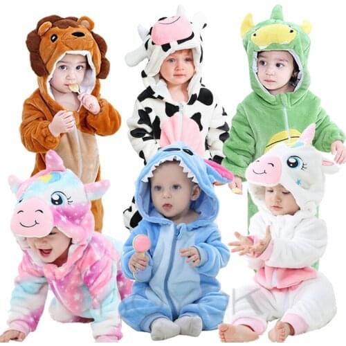 Cute Cartoon Flannel Kigurumi Baby Rompers Novelty Rabbit Cotton Baby Boys Girls Animal Romper Unicorn Babys Sets New born 2021
