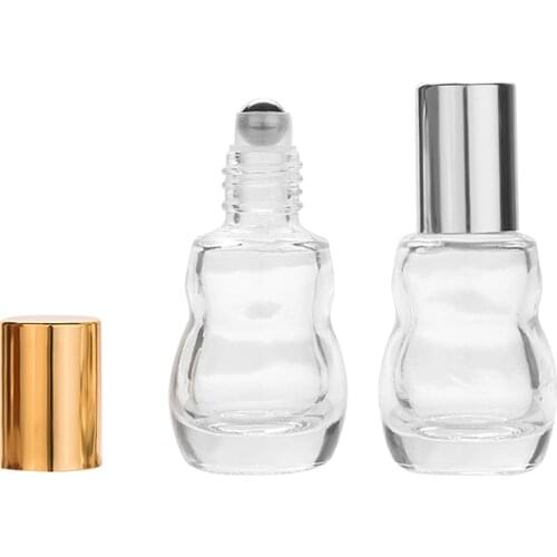 MUB - 6.5ml Mini Transparent Glass Steel Ball Bottle for Essential Oil Travel Portable Roll On Perfume Bottle Empty Container