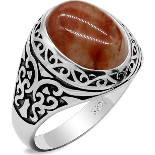 Classic Authentic Natural Quartz Stone Ring 925 Silver Mens Ring Animal Butterfly Punk Style Turkish Jewelry Ring Jewelry Gift