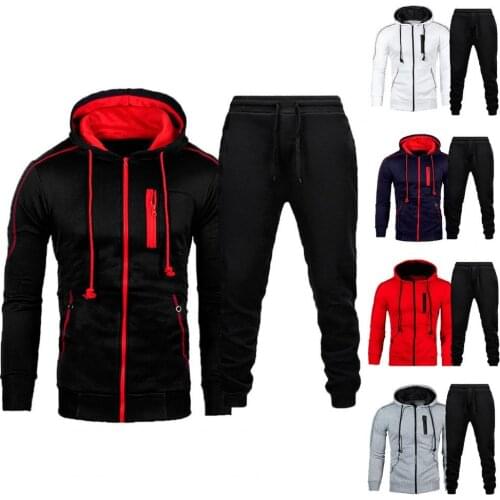 Mens Tracksuit Set Two Piece Tracksuit Men Sports Wear Fashion Colorb lock Jogging Suit Autumn Winter Men Outfits Gym Men