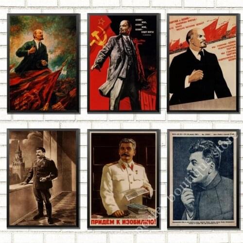 Russian Cat Joseph Stalin Portrait Poster Leninist Portrait Poster CCCP Vintage Stickers Decorative DIY Wall Sticker Posters