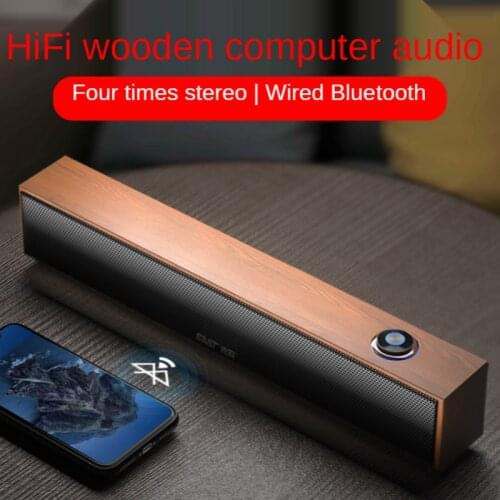 Computer Audio Desktop Home Notebook Fan Small Speakers Subwoofer Active USB TV Cable Wooden Bluetooth Speaker with Microphone