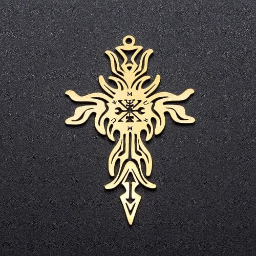 5pcs/lot 100% Stainless Steel Gold Cross Charm Pendant Wholesale Finding Supplies Top Quality Jewelry Necklace Making