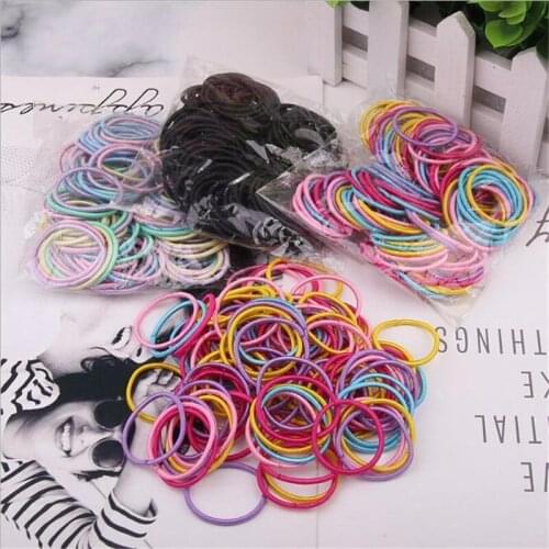 100PCS/Lot Girls Candy Colors Nylon 3CM Rubber Bands Children Safe Elastic Hair Bands Ponytail Holder Kids Hair Accessories