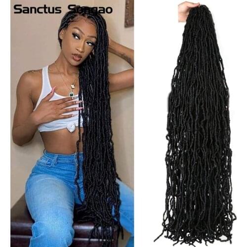 Synthetic Braiding Hair Faux Locs Crochet Hair 18 24 36 Inch Goddess Faux Locs Crochet Braids Hair Extensions For Black Women