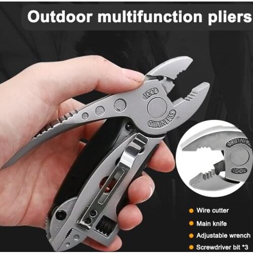 Foldable Knife Repair Adjust Screwdriver Wrench Jaw Plier Multipurpose Multifunction Spanner Gear Outdoor Survive Camp