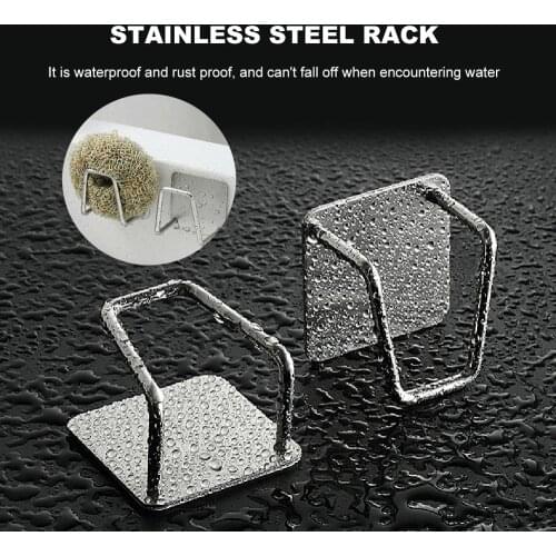 Stainless Steel Sponge Drain Rack Punch Free Dishcloth Hook Up Kitchen Cleaning Storage Rack Storage Cleaning Supplies