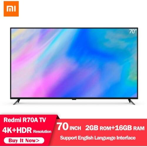 Original Xiaomi Redmi Smart TV 70 Inch 4K HDR Resolution Home Theater Television 2GB + 16GB Support Dolby Audio For Home Office