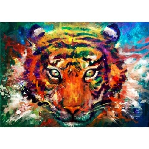 Tiger Colorful Painting By Numbers Picture For Drawing DIY Craft Kits On Canvas With Framed Acrylic Paint Coloring By Numbers