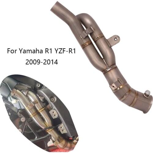 Titanium Alloy for Yamaha R1 YZF-R1 2009-2014 Motorcycle Exhaust Pipe Mid Link Tube Delete Catalyst Slip On Stock Muffler Tips