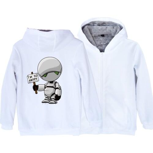 Woman Girl Parkas Full Zip Coat Movie Funny Cartoon Marvin I'm So Happy Plus Velvet Autumn Winter Couple Clothes ZIIART