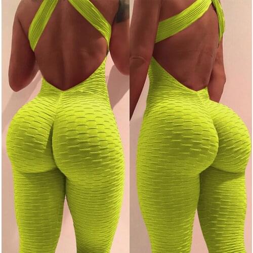 Hot New Jumpsuit Women Womens Sexy Solid Backless Jump Suit Casual Sports Fitness Pants Hip Up Clothing Hollow Out Wear 2021