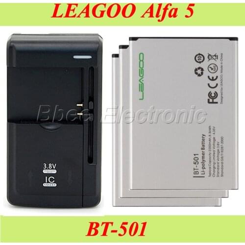 1LOT=3PCS LEAGOO Alfa 5 Battery BT-501 100% New High Quality 2200mAh +1PC Universal Dock Charger