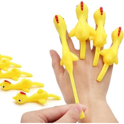 12pcs Funny Laugh Rubber Chicken Stretchy Flying Turkey Finger Birds Sticky Fidget Toy For Kids Adults