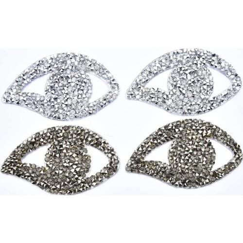 10Pcs / Bag Eye Patches Rhinestone Fashion Custome Hotfix Motifs Iron On Heat Transfer Fabric Strass Applique For Clothing Craft