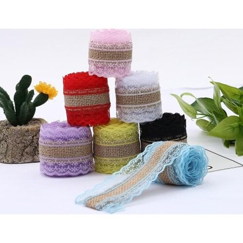 2M 25mm Natural Jute Burlap Ribbon Rustic Vintage Wedding Decor color Hessian Lace Jute Roll Merry Christmas Party Supplies DIY