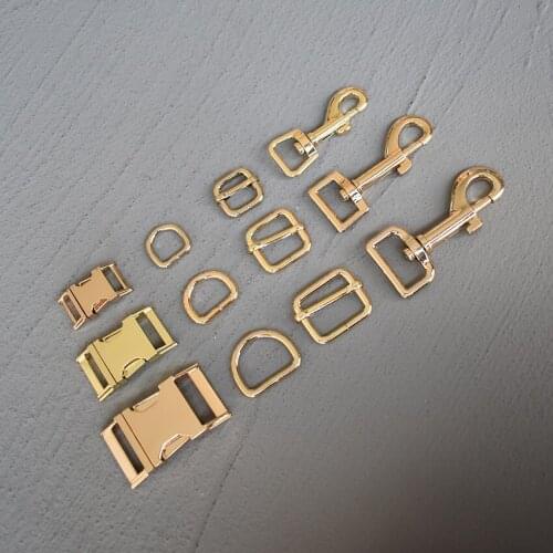 20 Sets 15/20/25mm Gold Metal D Ring Adjuter Strap Buckle Slider Adjustment Buckle For Dog Collar Necklace Handmade Accessory