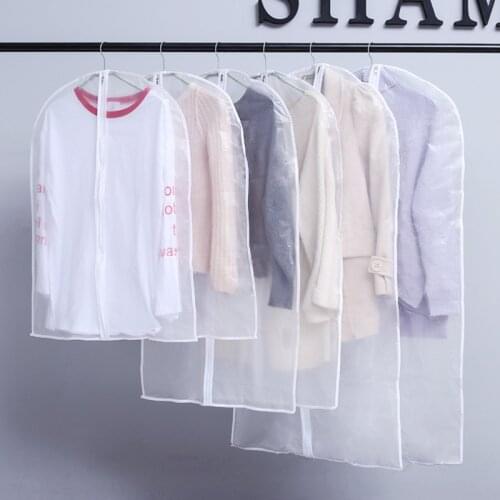 5pcs PEVA Clothing Dust Cover Suit Hanging Garment Dress Clothes Suit Coat Cover Storage Bag Organizer Wardrobe Dustproof Cover