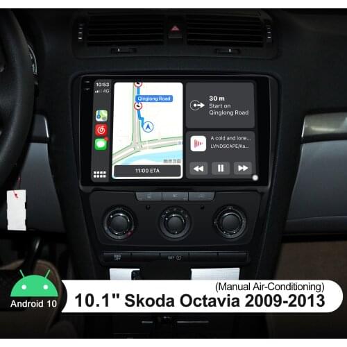 10.1” Radio 1 din Android 10 Car Multimedia Player Wireless Carplay For 2009-2013 Skoda Octavia Car Music System With Bluetooth