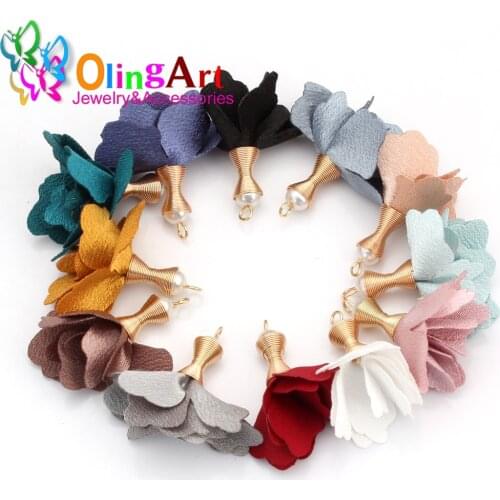 Free shipping 32mm 10pcs/lot Pearl peacock beads Gold hat Mix Color Silk Tassel Earring Pendant DIY Jewelry Making OlingArt