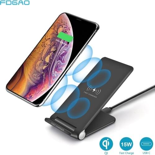 FDGAO Fold Qi Wireless Charger Stand Holder Fast Charging 15W for iPhone 11 Pro XR X XS 8 Samsung S10 S20 USB C Qucik Charge Pad