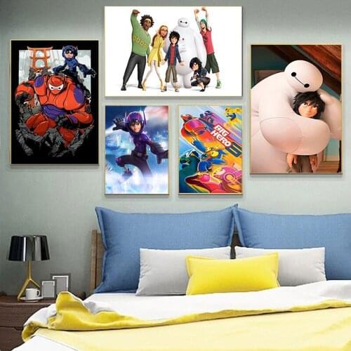 Disney Cartoon Canvas Paintings Big Hero 6 Anime Posters and Prints Wall Art Movie Picture for Kidroom Home Decoration Cuadros