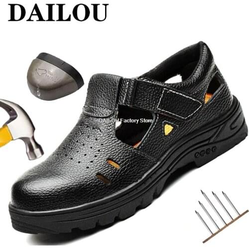 Breathable Lightweight Men Safety Shoes Steel Toe Cap Work Shoes Men Work Sandals Construction Anti-smashing Safety Work Boots