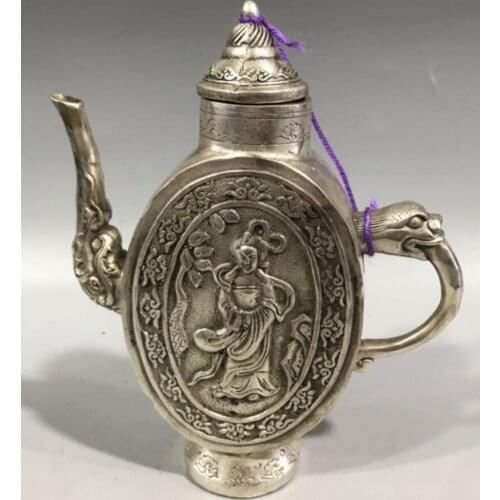 China White copper beauty teapot crafts statue