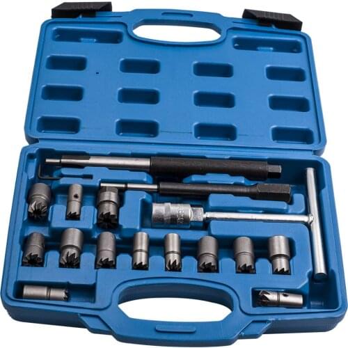 17pc Diesel Injector Seats Cutter Set Universal Tool Kit for BMW Ford Citroen For Mercedes-Benz CRD Storage Case