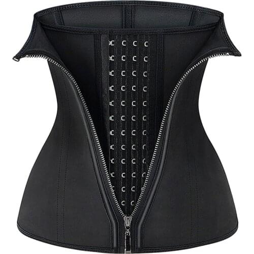 Latex Waist Trainer Zipper Cincher Binders Slimming Belly Belts Tummy Trimmer Shapers Women Control Sheaths Girdle Straps Black