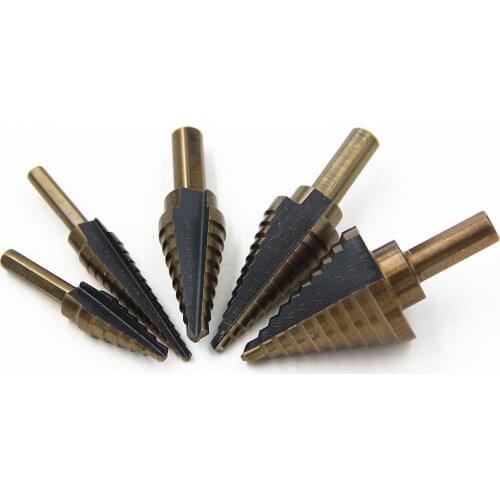 5pcs HSS inch Roasted yellow ladder drill Step Drill Bit Hole Cutter Drilling Tool Kit Set