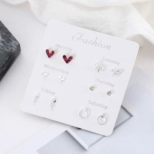 Vintage Stud Earrings Set Mixed For Women Bohemian Gold Color Heart Flower Bow Statement Hang Brincos Jewelry 2020 NEW