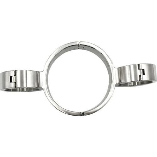 New arrive Hand neck sleve sex collar even handcuffs parallel stainless steel slave bdsm bondage cuffs metal cuffs sex tools