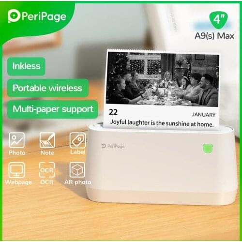 New PeriPage Portable Thermal Bluetooth Printer 4" A9(s) Max Thermal Photo Label Receipt Sticker Mini Printer