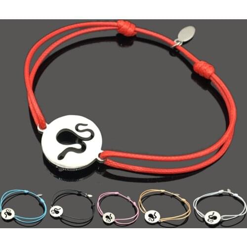 New Snake Stainless Steel Charm Wish Bracelet High Quality Snake Stainless Steel Pendant Adjustable String Gift Bracelet