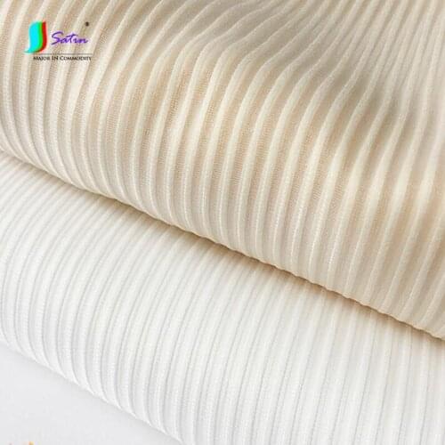 2meters Wholesale Fashion Apricot 3D Stripe Organza Mesh Fabric Home DIY Handmade Doll Wedding Dress Skirt Material Cloth Fabric