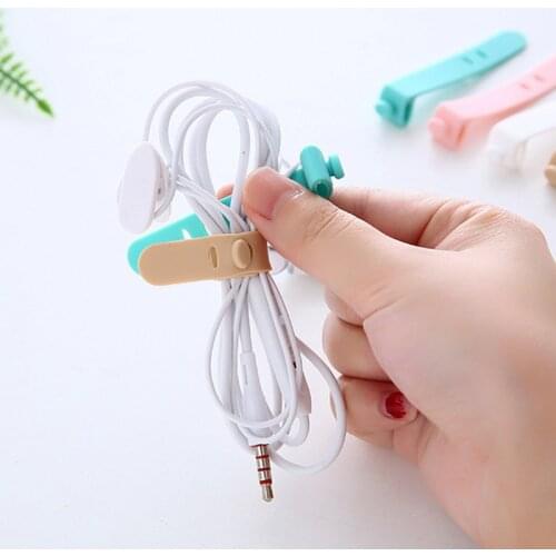 4pcs Cable Organizer Silicone Wire Binding Data Cable Tie Management Bobbin Winder Marker Holder Tape Lead Straps