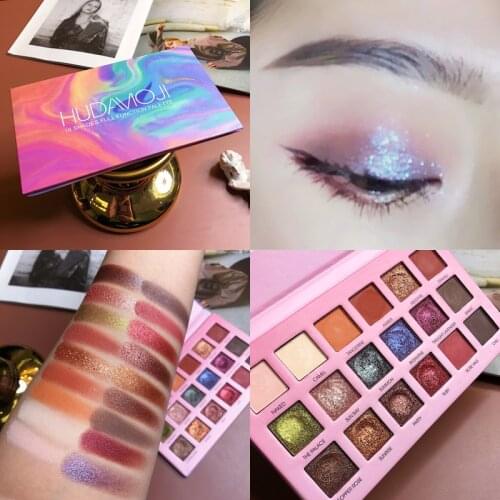 Hua for Beauty Glitter 18 Color Eyeshadow Palette Shimmer Matte Makeup Palette Pigmented Smoky Nude Eyeshadow Pallete Cosmetic