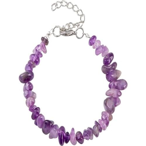 Silver Plated Link Chain Irregular Shape Amethysts Stone Bracelet Green Aventurine Fashion Jewelry
