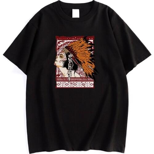 Primitive Tribal Girl Cartoon Portrait Printed Mens Tshirt Street Soft T-Shirts Sport Slim Tshirts Style O-Neck Male Tee Shirt
