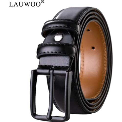 LAUWOO Male Belt High Quality Brand Cow Leather Italian Design Casual Mens Leather Belts For Jeans For Man Free Dropshipping