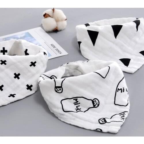 Milk Bottle Print Baby Saliva Towel Infant Kids Triangle Head Scarf Bandana Feeding Bib Cloth Saliva Towel Baby Bibs Burp Cloth