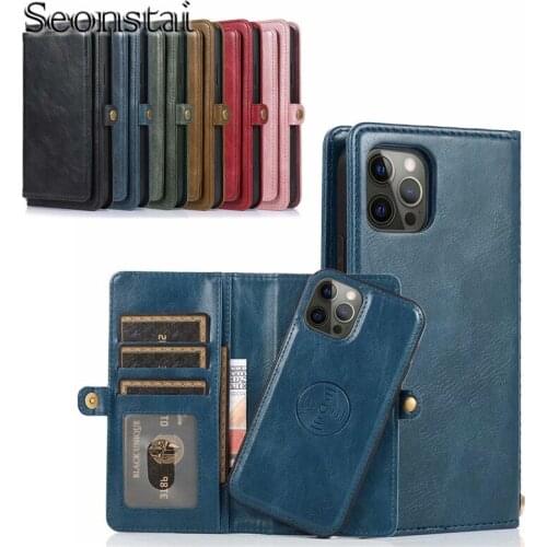 Detachable PU Leather Case for iPhone 12 Mini X XS XR XS Max 5 5s SE 2 7 8 plus for iPhone 12 11 Pro Max SE 2 Flip Wallet Cover