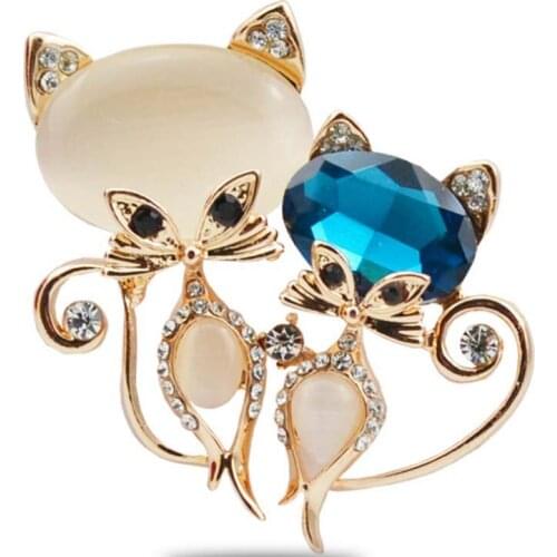 Cute Vintage Women Rhinestone Crystal Animal Cat Brooches Pins Buckle lapel pin Jewelry