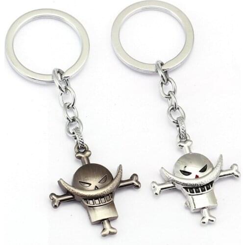 Japan Anime One Piece White Beard Edward Newgate Skull Logo Emblem Alloy Keychain Key Chains Keyring Key Chain Accessories