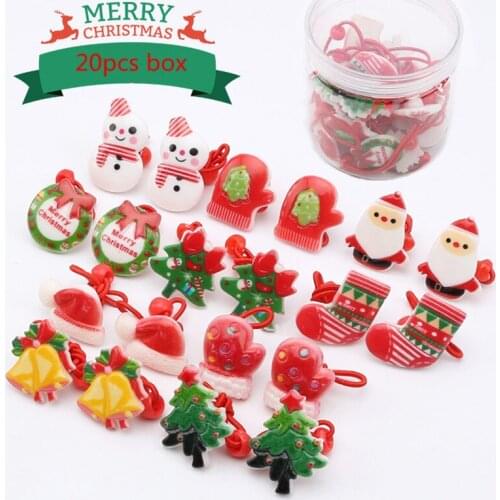 10-20pcs Christmas Hair Clips Glove Tree Santa Claus Hairpins Barrettes Kids Girl Hair Accessories Elastic Hair Bands Headdress